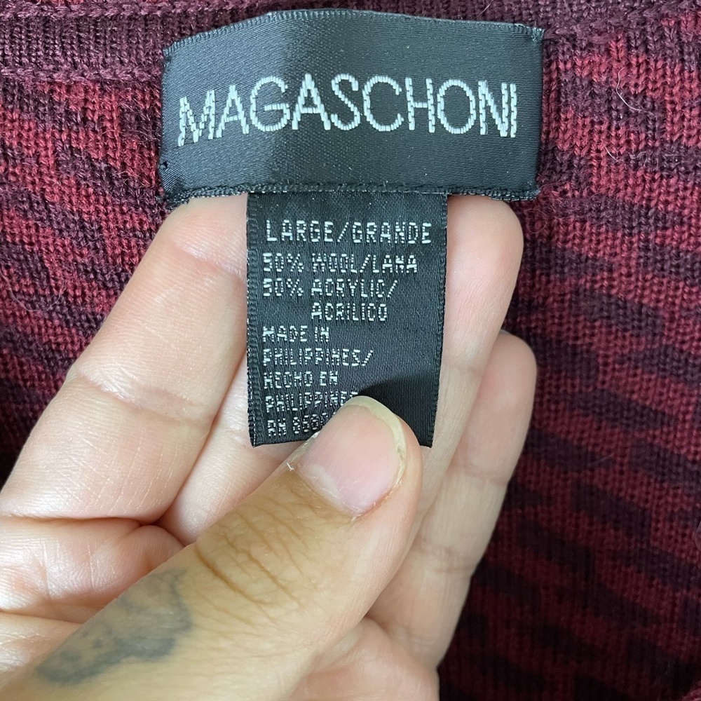 Magaschoni Red Wool Blend Loop Button Front Colla… - image 2